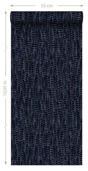 Origin Wallcoverings Tapete Federn Tintenblau - 53 cm x 10.05 m - 347398