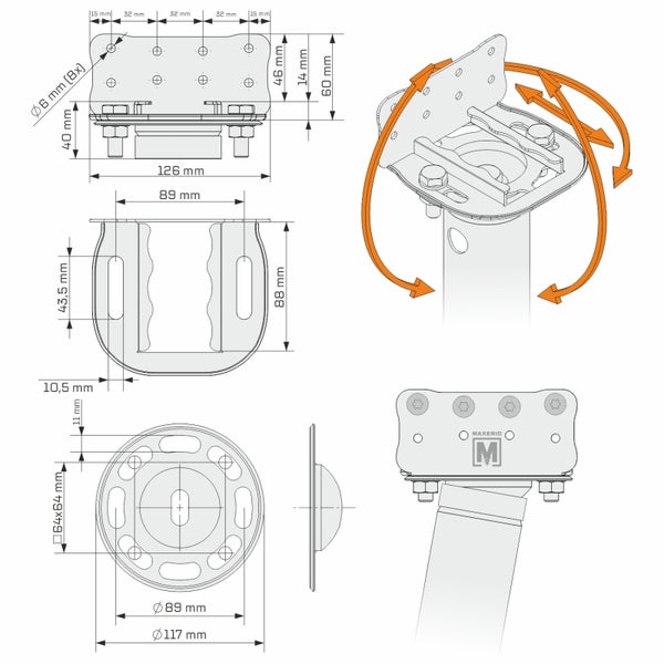 MAXERIO® 60 cm 3er Base-Set TILT + Konsole Schraubfundament Bodenhülse Erdanker Erdschraube Einschraubhülse Erdschraubenfundament Bodenanker Schraubanker Fundament für Gartenhaus Terrasse Sauna Gewächshaus