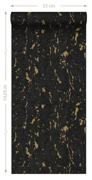 ESTAhome Tapete Kork Schwarz und Gold - 50 x 900 cm - 139337