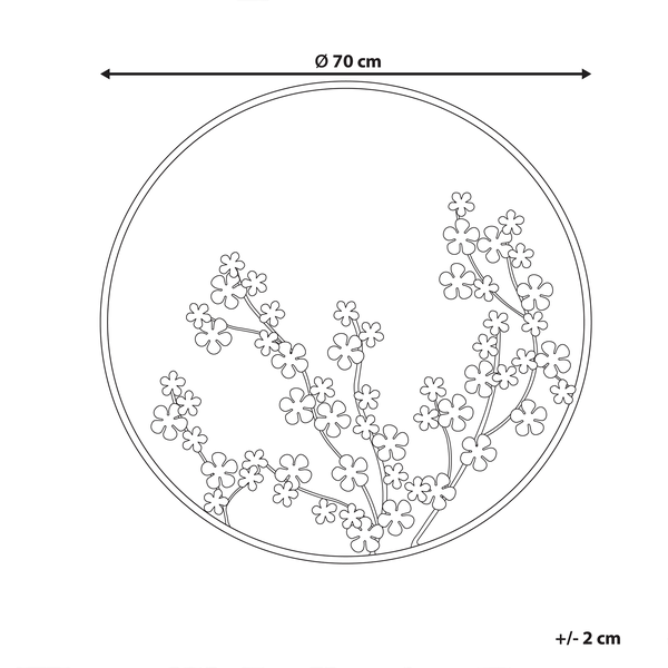 Dekorationsobjekt rund mit Blütenmuster, Durchmesser 70 cm