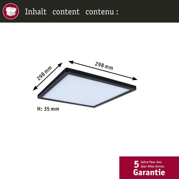 LED Panel Atria Shine IP44 eckig 298x298mm 15,7W 2100lm 3000 - 6500K Schwarz