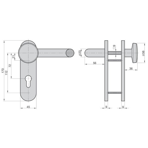 BASI FS-Wechsel-Beschlag ZT/FS 2150 - PZ 72/9 mm Kunststoff schwarz Kurzschild rund geprüft nach DIN 18273