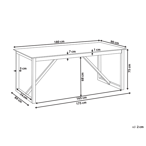 Gartentisch NOTTERI 180 cm 90 cm Beton Grau