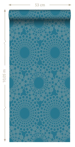 Origin Wallcoverings Tapete grafische Form Petrolblau - 53 cm x 10.05 m - 345936