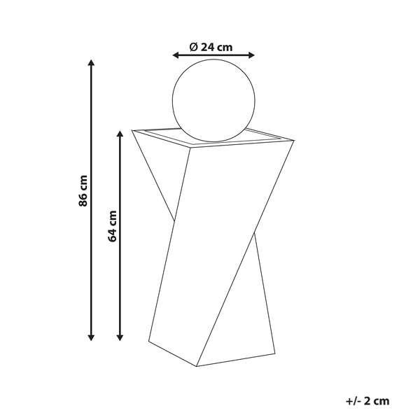 Skizze einer Gartensäule mit Kugel und Maßangaben