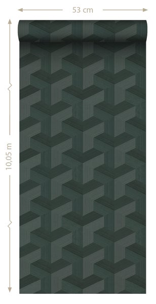 Origin Wallcoverings Tapete 3D-Muster Dunkelgrün - 50 x 900 cm - 348004