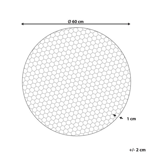 Technische Zeichnung einer runden Wabenscheibe mit einem Durchmesser von 60 Zentimetern