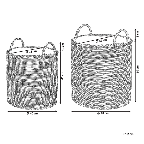Set mit 2 Blumentöpfen BITOLA Polyrattan 40/48 cm Braun