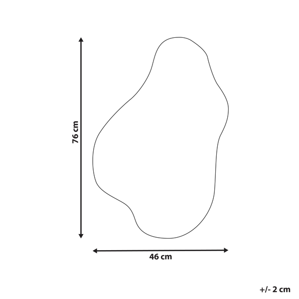 Rückseite eines Spiegels mit unregelmäßiger Form und vier Aufhängungen