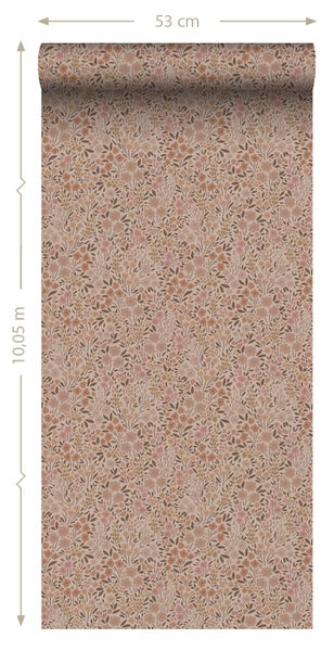 ESTAhome Tapete Blumen Terrakottarosa - 53 cm x 10.05 m - 139700