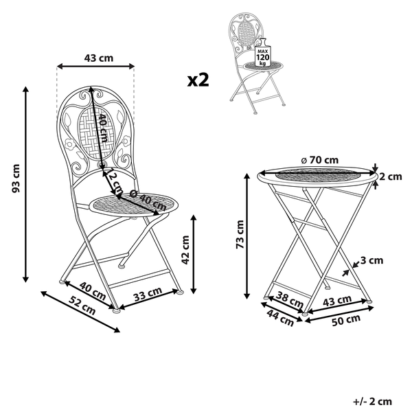 Bistro Set klappbar BIVIO Metall Hellgrün
