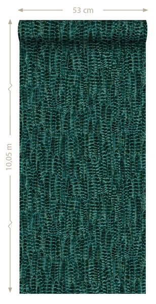 Origin Wallcoverings Tapete Federn Smaragdgrün - 53 cm x 10.05 m - 347399