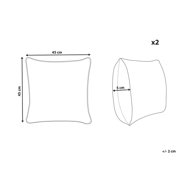 Abmessungen eines Kissens: 45 cm x 45 cm, Tiefe 5 cm, Lieferung im 2er-Pack