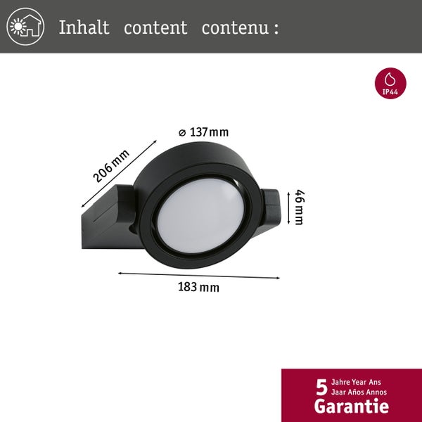 LED Außenwandleuchte Swivea IP44 183x206mm 3000K 8W 440lm 230V Anthrazit Aluminium