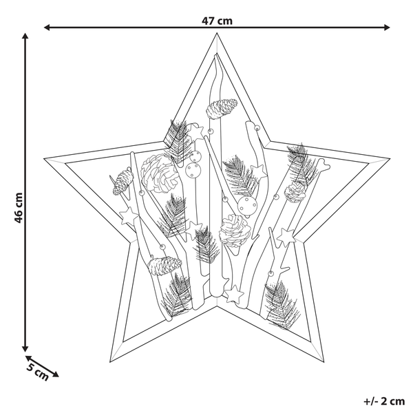 Weihnachtsdeko LED Kiefernholz dunkelbraun Sternform 46 cm DOKKA