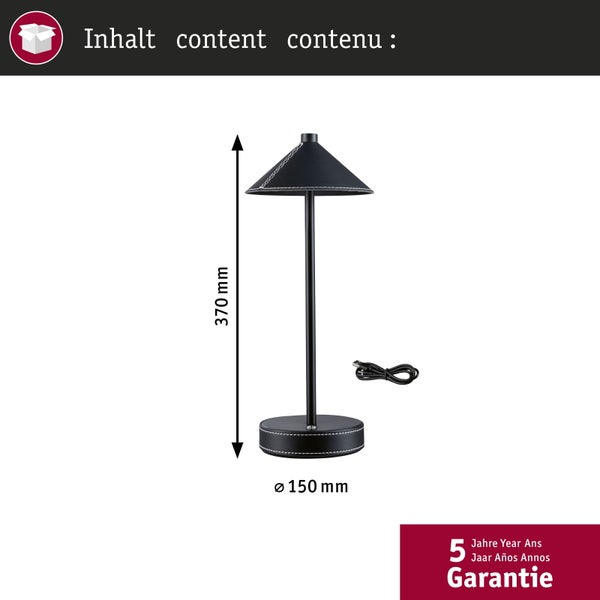 Mobile Tischleuchte Pellini White Switch 300lm 2W Schwarz matt