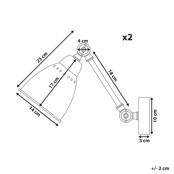 Wandlampe 2er Set MISSISSIPPI verstellbar Metall Weiß