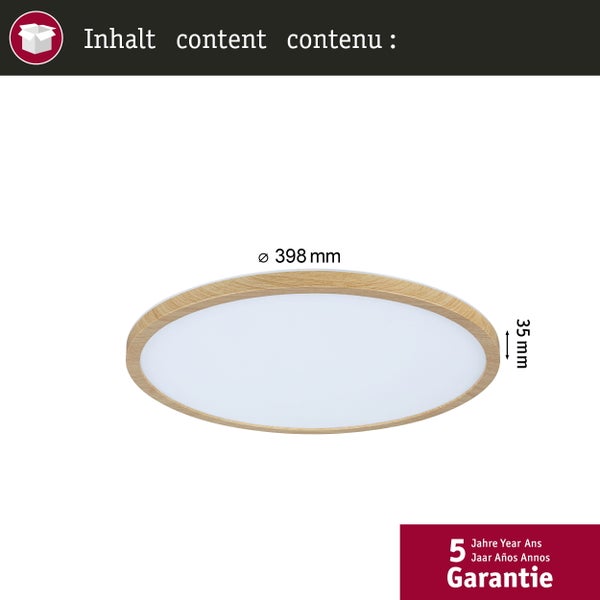 LED Panel Atria Shine IP44 rund 398mm 20,8W 2800lm White Switch Holzoptik