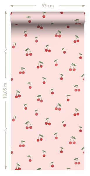 ESTAhome Tapete Kirschen Rosa und Rot - 50 x 900 cm - 131651