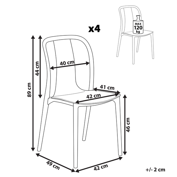Gartenstuhl 4er Set SPEZIA Grau