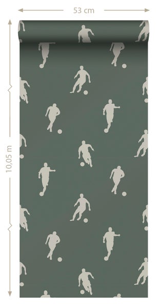 ESTAhome Tapete Fußballspieler Dunkelgrün - 53 cm x 10.05 m - 139507