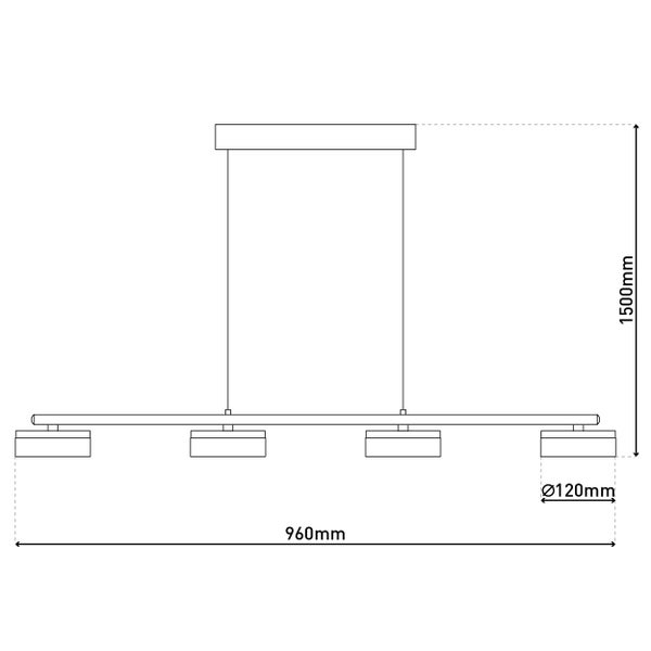 LED Pendelleuchte CIMO aus Metall und Kunststoff in Schwarz, mit integrierter LED, Länge 96 cm