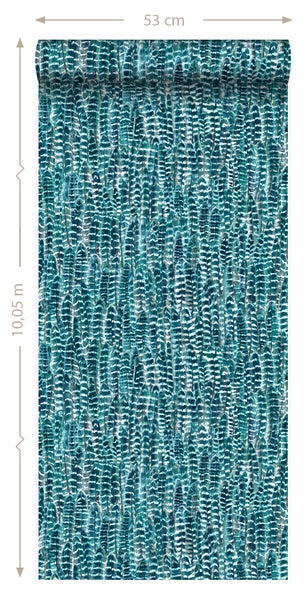 Origin Wallcoverings Tapete Federn Meeresgrün - 53 cm x 10.05 m - 347393