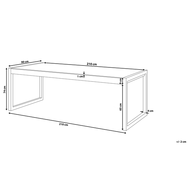 Gartentisch BACOLI 210 cm 90 cm Glas Cremeweiß