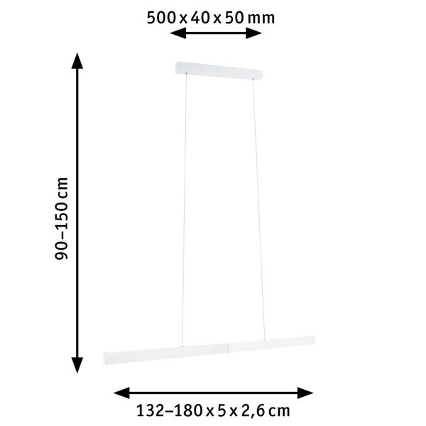 LED Pendelleuchte Smart Home Zigbee 3.0 Aptare 2700K dimmbar 1800lm / 1800lm 2x18W Schwarz gebürstet