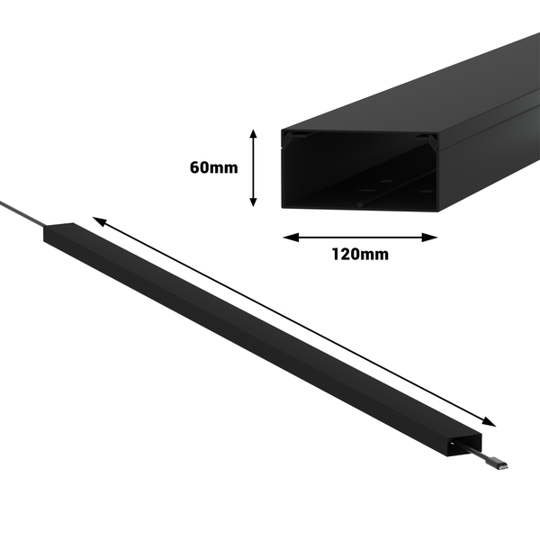 CILSON WDK12060S Art.-Nr. 6800510 Kabelkanal 120 x 60 mm x 2.000 mm - Kanaloberteil und -unterteil mit Bodenlochung, schwarz RAL 9005