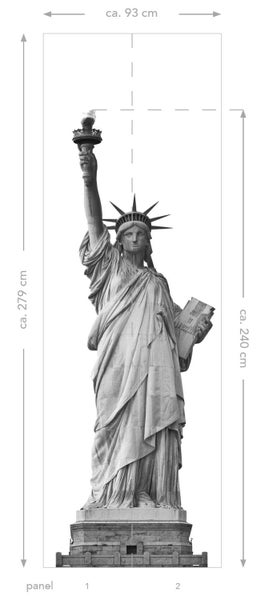 ESTAhome Fototapete Freiheitsstatue Grau - 93 x 279 cm - 157701