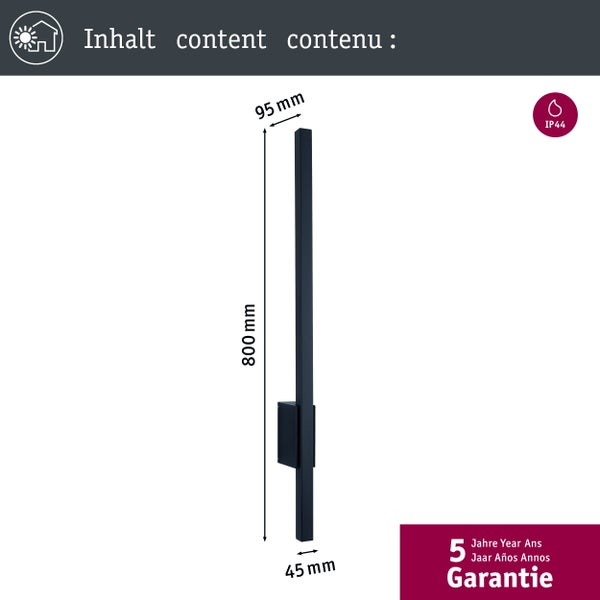 LED Außenwandleuchte Stan seewasserresistent IP44 800mm 3000K 11,5W 300lm 230V Anthrazit Aluminium