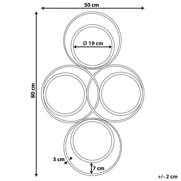 Maße der Wanddekoration mit Kreisen