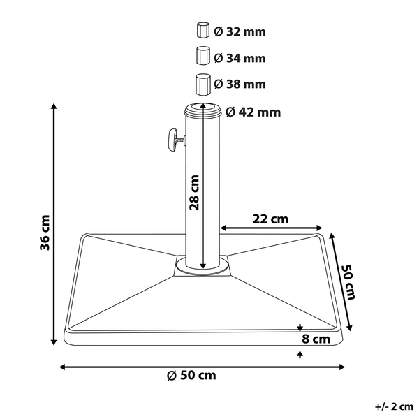 Sonnenschirmfuß CERVO Schwarz Quadratisch 25 kg
