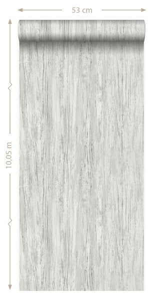 Origin Wallcoverings Tapete Holzoptik Elfenbeinweiß - 53 cm x 10.05 m - 347414