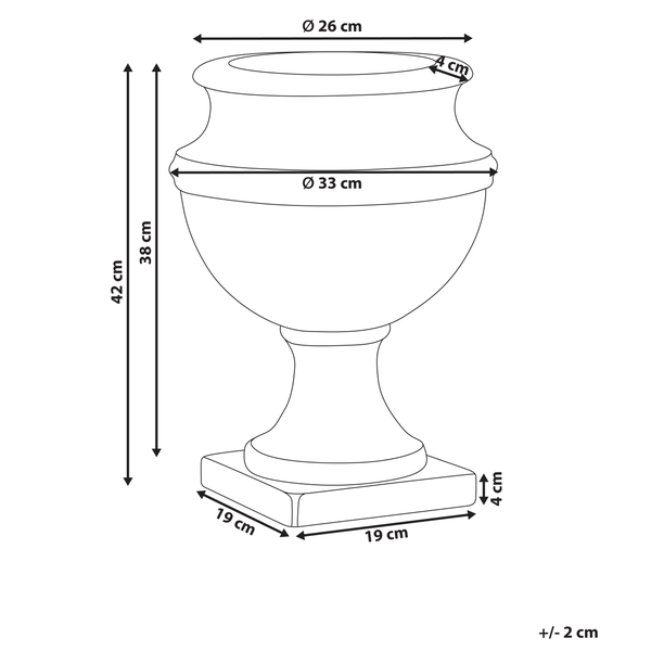 Abmessungen einer Leuchte mit Höhen- und Durchmesserangaben in Zentimetern