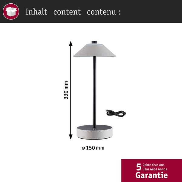 Mobile Tischleuchte Pellini White Switch 300lm 2W Beige, Schwarz matt