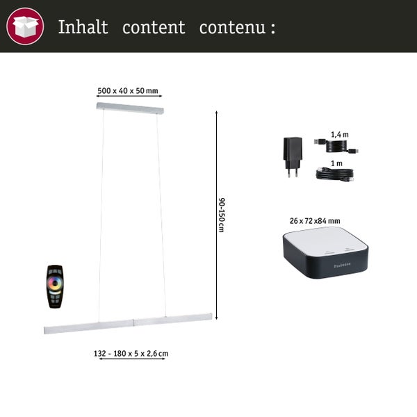Starterset Zigbee 3.0 Smart Home smik Gateway mit Fernbedienung + LED Pendelleuchte Aptare 2700K 1200lm 18W Weiß, Anthrazit dimmbar