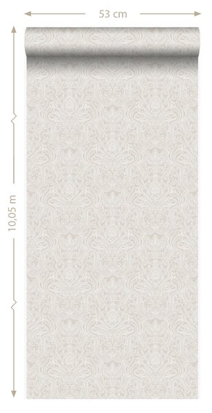 Origin Wallcoverings Tapete Ornamente Hellgrau - 53 cm x 10.05 m - 346530