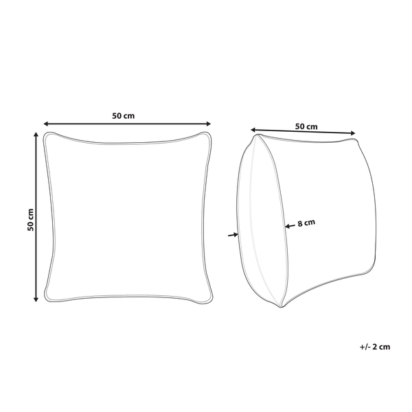 Dekokissen 2er Set MINDALA Leinen 50 x 50 cm Cremeweiß Mit Aufschrift