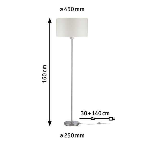 Abmessungen einer Stehlampe mit Lampenschirm, Gesamthöhe 160 cm