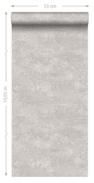 Origin Wallcoverings Tapete Naturstein mit Craquelé-Effekt Hellgrau - 53 cm x 10.05 m - 347565