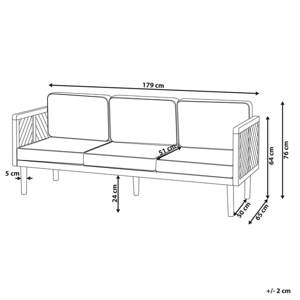 Gartensofa 3-Sitzer BARATTI Akazienholz Braun