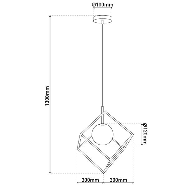 Pendelleuchte CADRE, Pendellampe Retro aus Metall und Glas in Schwarz, und Weiß mit G9-Fassung, 30 cm Seitenlänge, für Wohnbereich und Büro.