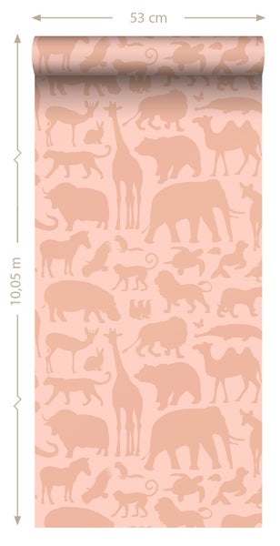 ESTAhome Tapete Tiere Terrakottarosa - 53 cm x 10.05 m - 139789