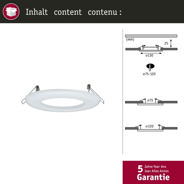 Adapter Einbauleuchten-Einbauadapter Ø 130 mm 130mm Weiß