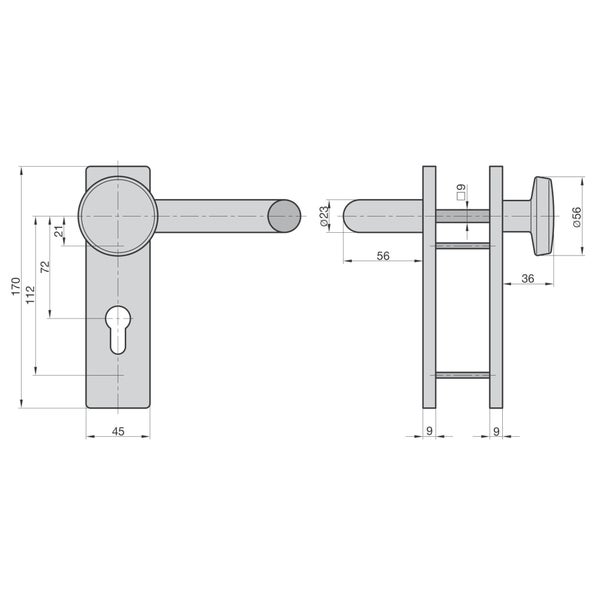 BASI FS-Wechsel-Beschlag ZT/FS 2150 - PZ 72/9 mm Kunststoff schwarz Kurzschild eckig geprüft nach DIN 18273