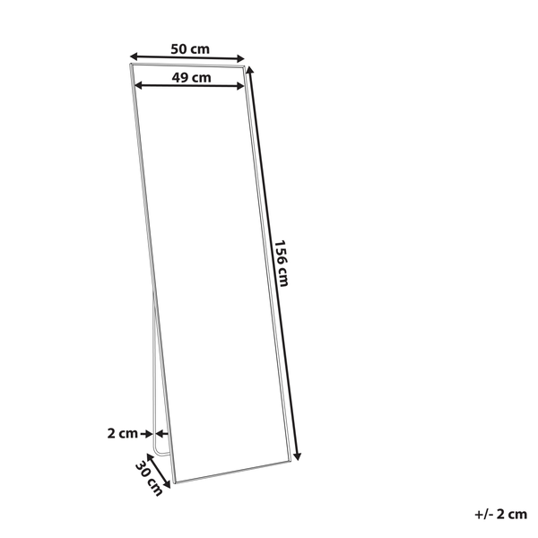 Technische Zeichnung eines Spiegels mit den Maßen 156 x 50 Zentimeter