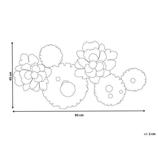 Abmessungen einer Wanddekoration mit Blumenmotiven, 85 x 45 cm