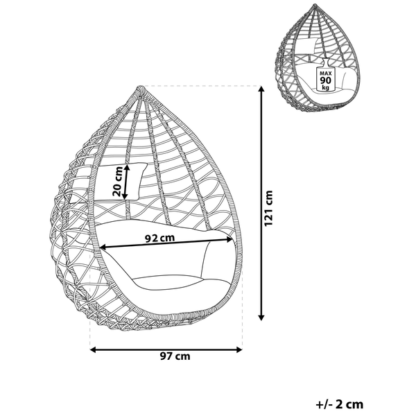 Hängesessel ARSITA Polyrattan Grau